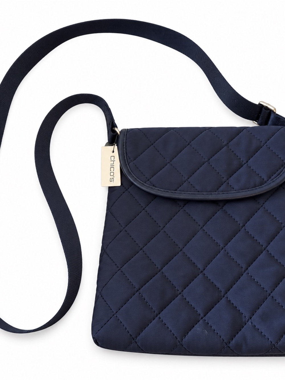 Chico’s Navy Blue Quilted Crossbody Bag NWT